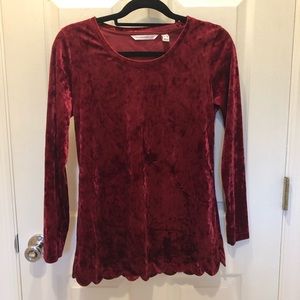 Red Velvet Scalloped Tunic Top